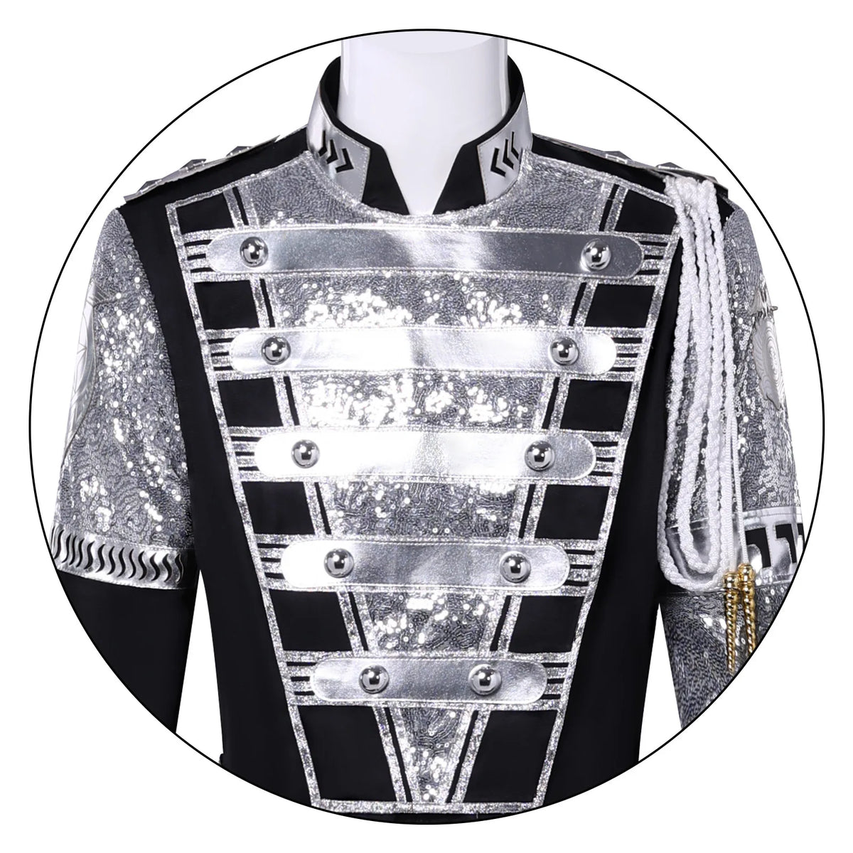 Michael MJ Punk Cosplay Jackson chaqueta militar Cool Gaorgeous Teaser abrigo plateado prendas de vestir exteriores para la película de colección