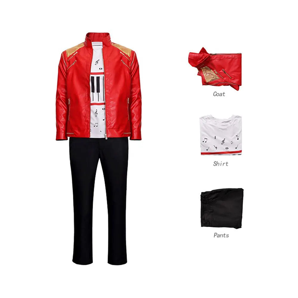 Punk rojo cremallera Michael Beat It disfraces de imitación chaqueta de estilo de moda prendas de vestir abrigo Casual traje de escenario de Navidad de Halloween